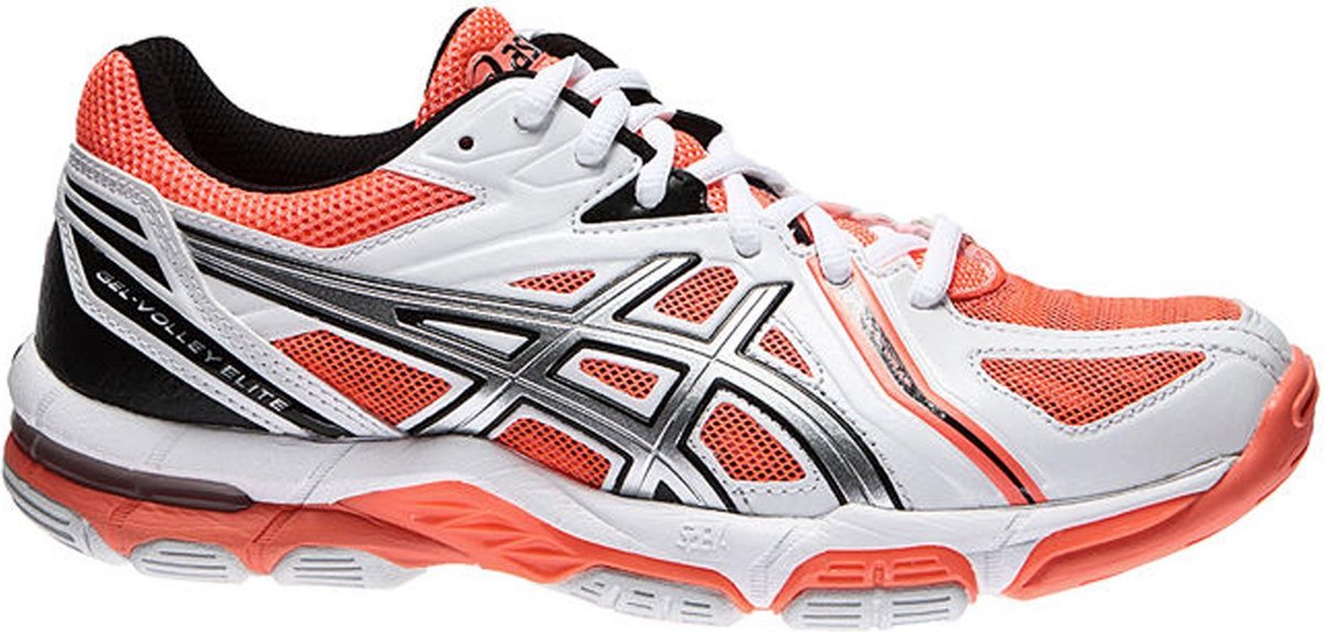 Asics Gel-Volley Elite 3 Indoorschoenen dames Sportschoenen - Maat 38 - Vrouwen - wit/oranje/zwart/grijs