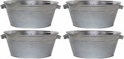 4x Ronde zilveren zinken teilen 11 liter - Tuin artikelen/decoratie - Metalen emmers