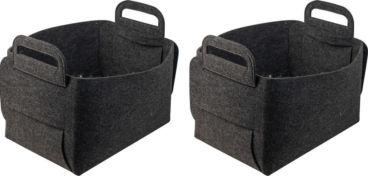 Opbergmand vilt 35x25x23cm - set 2 stuks