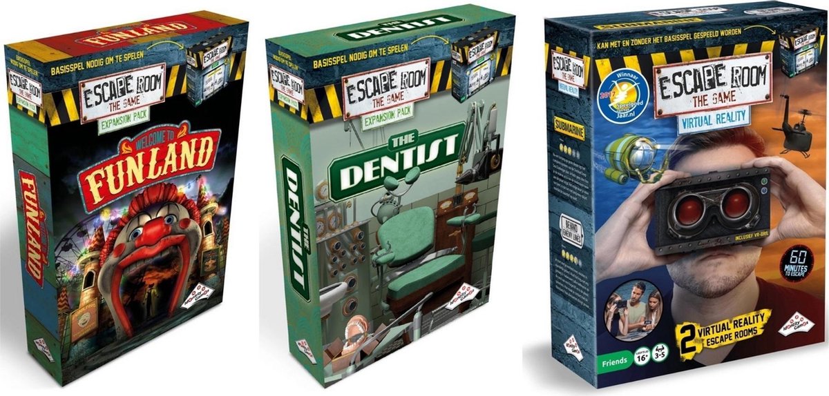 Escape Room Uitbreidingsbundel - 3 Stuks - Virtual Reality VR & The Dentist & Funland