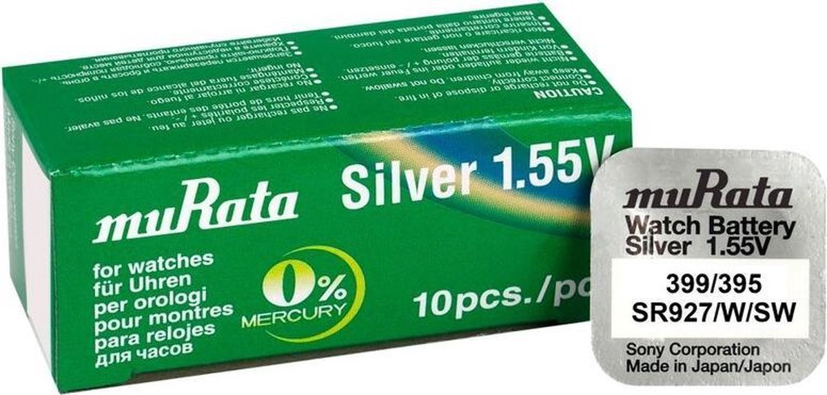 395 Knoopcel Zilveroxide 1.55 V 52 mAh Murata SR927-PBWW 10 stuk(s)