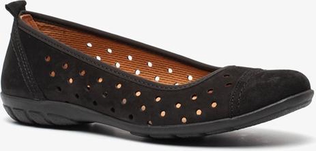 Hush Puppies suede dames ballerina's - Zwart - Maat 41
