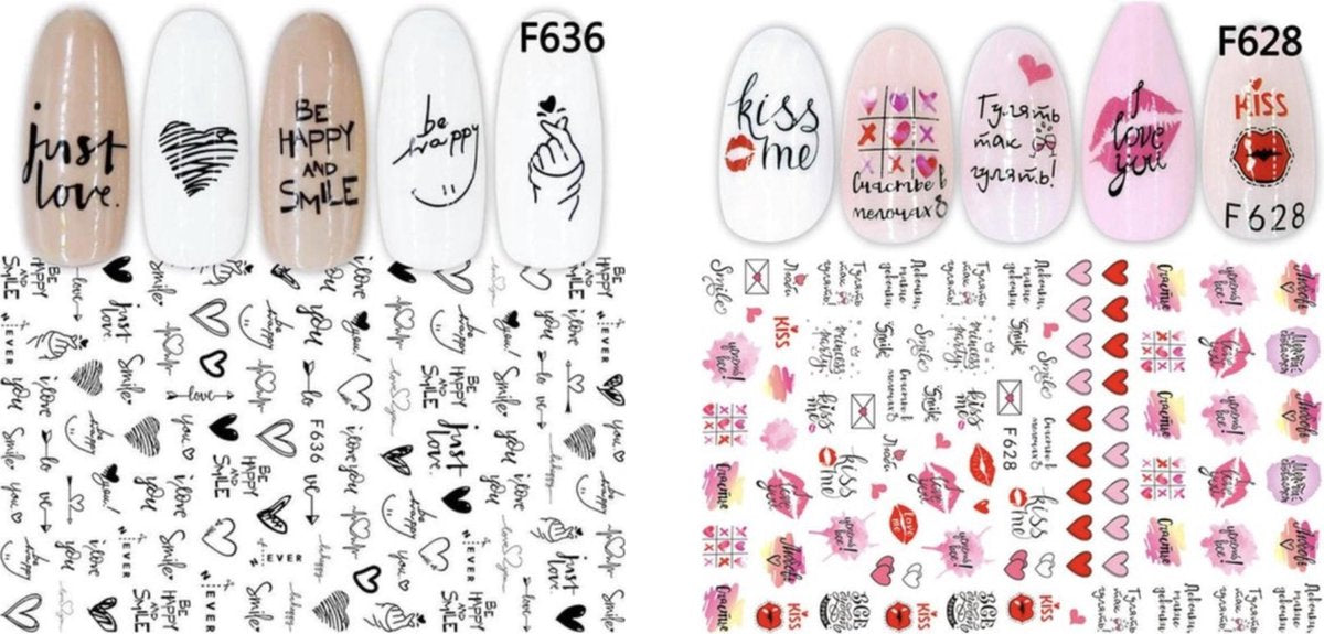 GUAPÀ - Nail Art 3D Love Sticker Set  - Nagel Decoratie & Versiering Folie - 2 Sticker Vellen