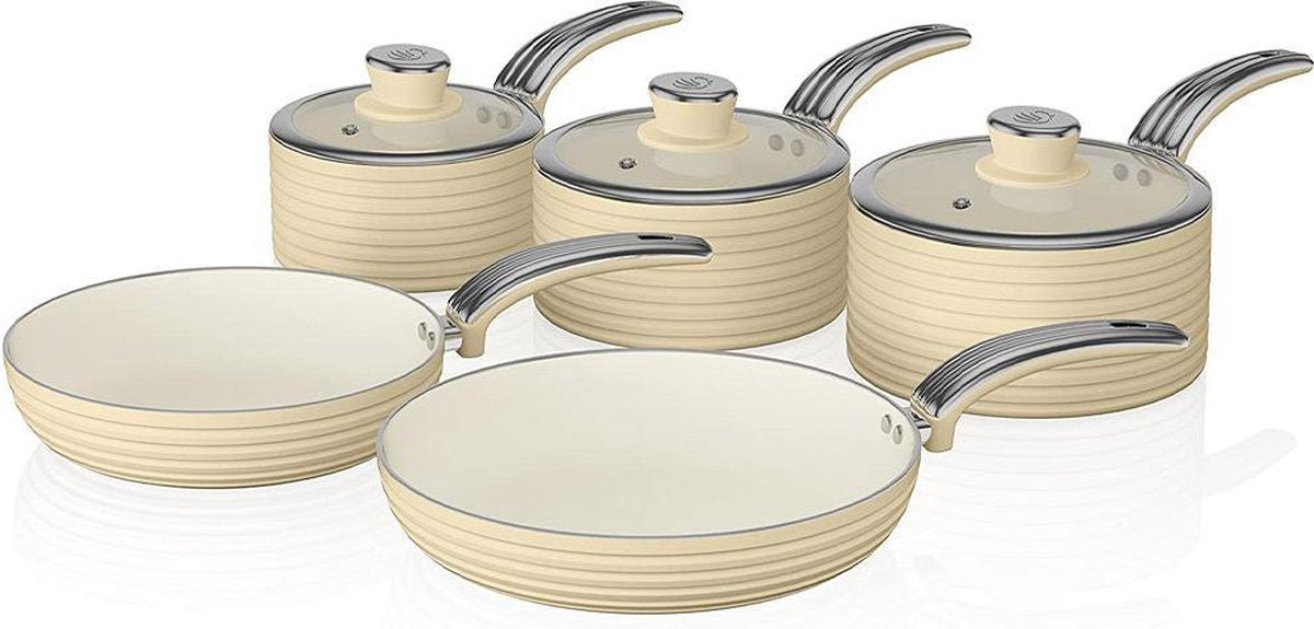 Swan Retro 5-Delige Pannenset - Creme