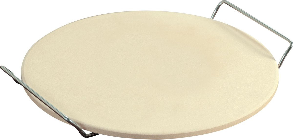 Universele keramische pizzasteen met handvaten 33 cm doorsnede