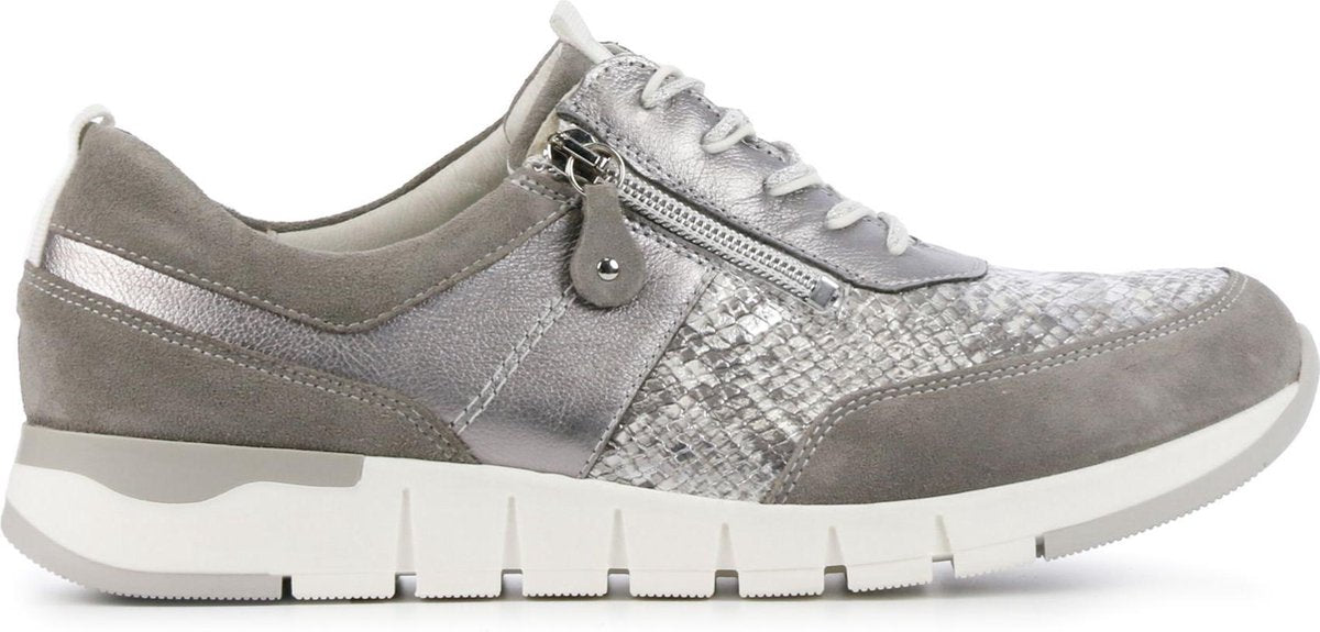 Waldlaufer Vrouwen Suède Slangenprint Lage sneakers / Damesschoenen 908009  - Grijs - Maat 38