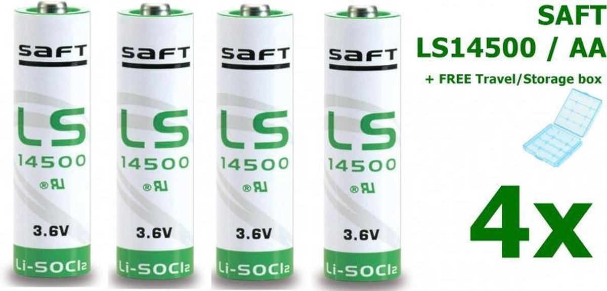 4 Stuks - SAFT LS14500 / AA Lithium batterij 3.6V