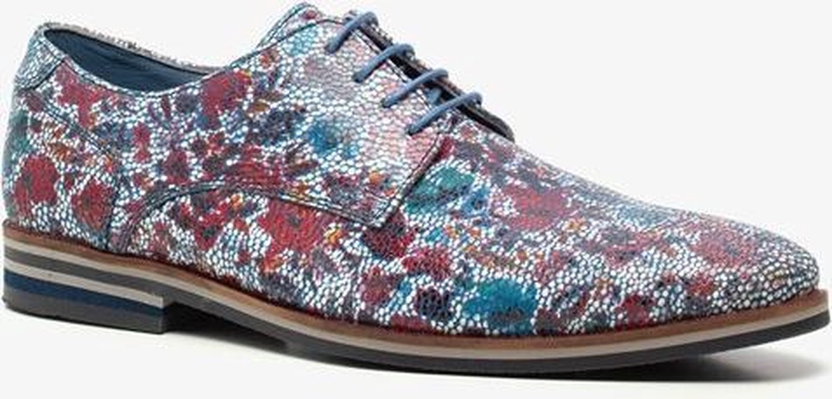 Van Beers leren heren veterschoenen met print - Wit - Maat 44