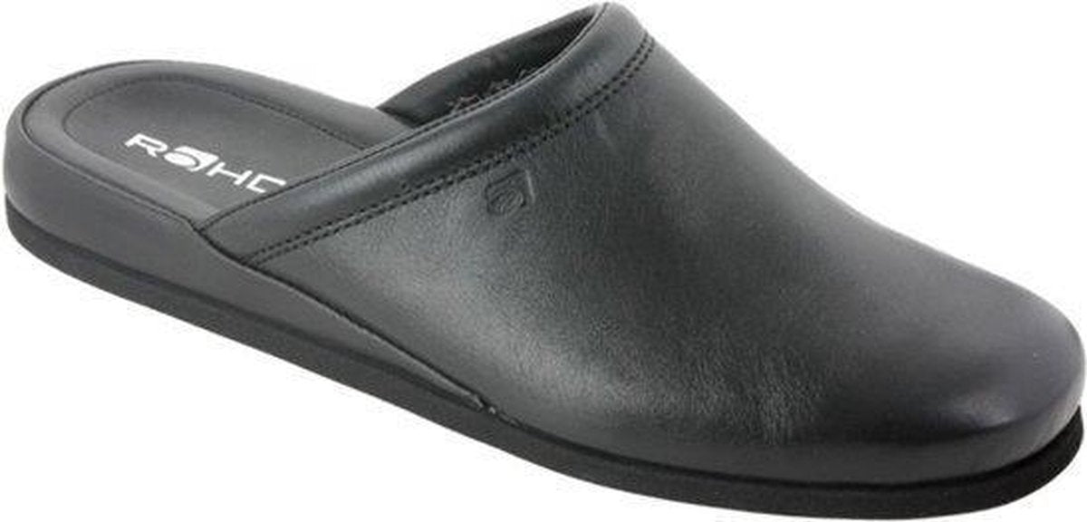 Rohde - heren Pantoffel  - leer - zwart - 6600-90 - Maat 44