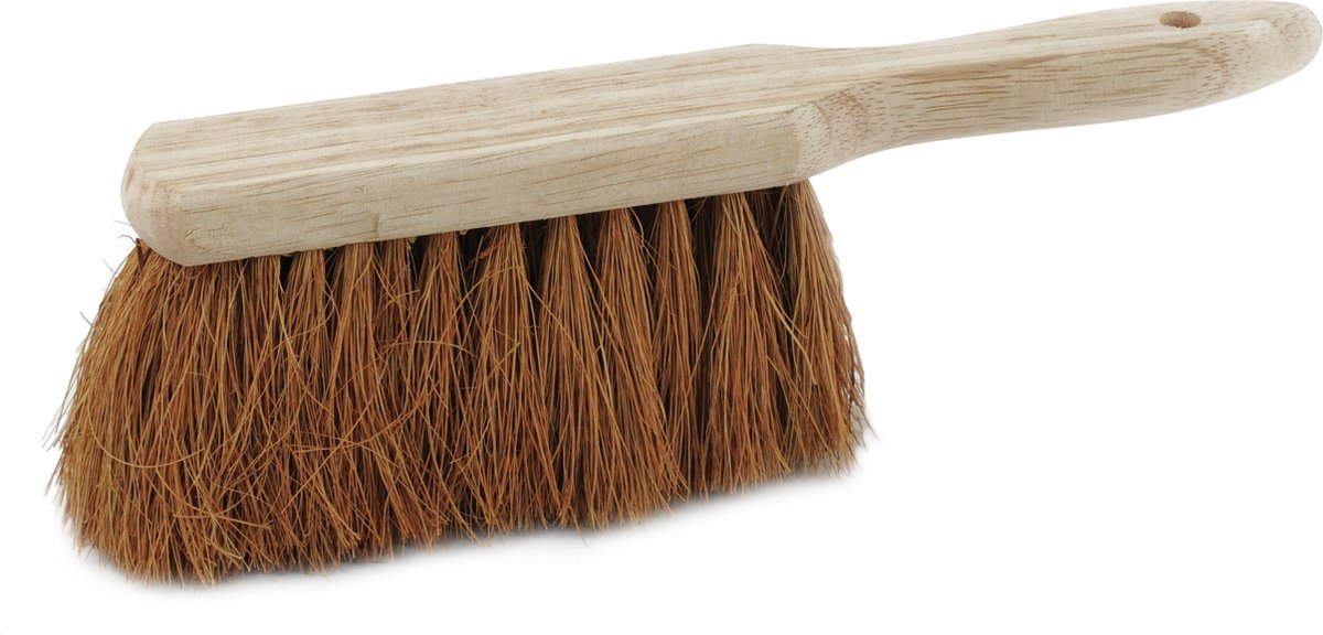 Houten stoffer/handhandveger met kokosvezel voor binnen en buiten
