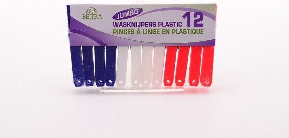 Wasknijper kunsstof Jumbo 12 stuks