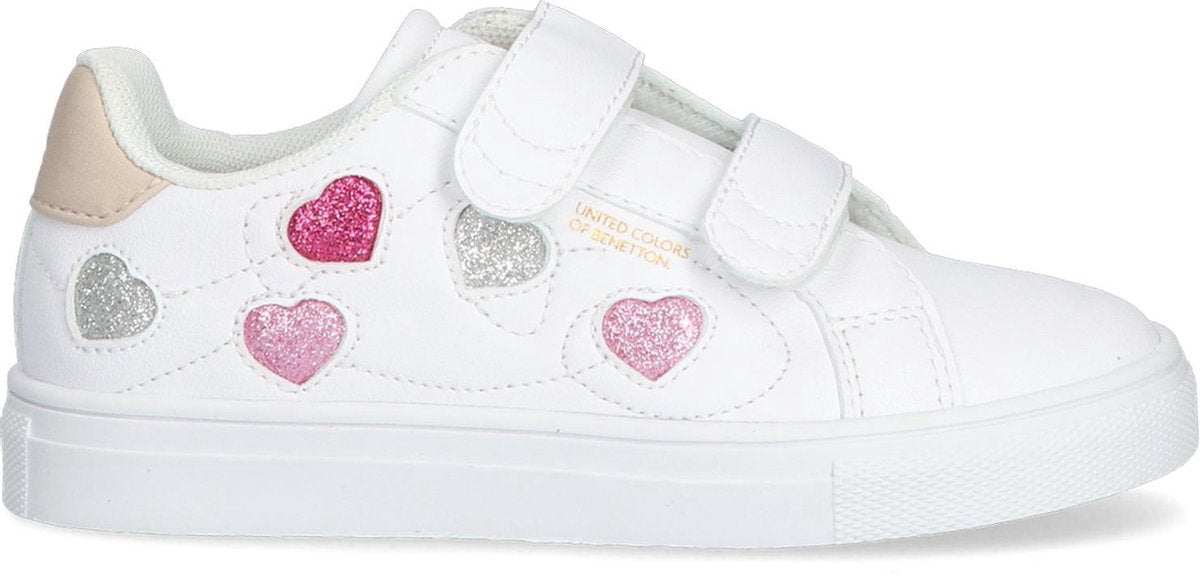 Benetton Love Multi Glitter Lage sneakers - Meisjes - Wit - Maat 35