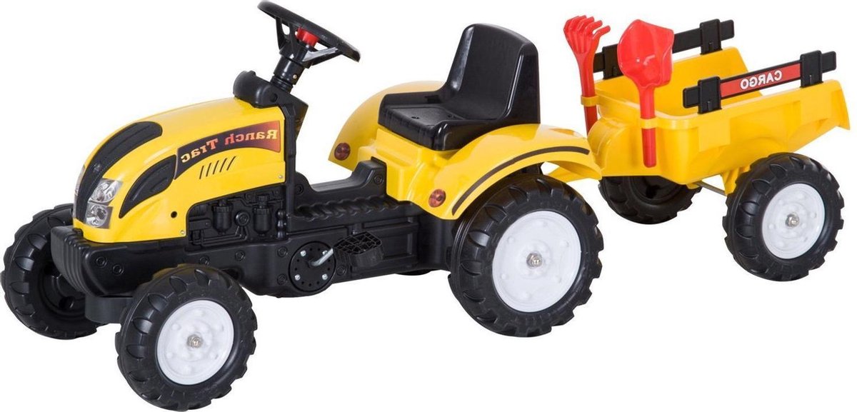 HOMCOM Pedaaltrekker met aanhanger vanaf 3 jaar geel