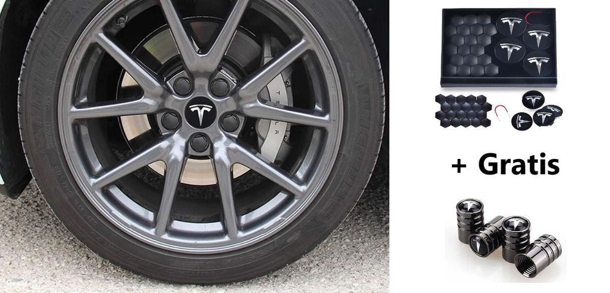 Tesla Model 3 S X Aero Wheel Cap Kit Wieldoppen Auto Accessoires Naafdoppen – OEM – Zwart Zilver