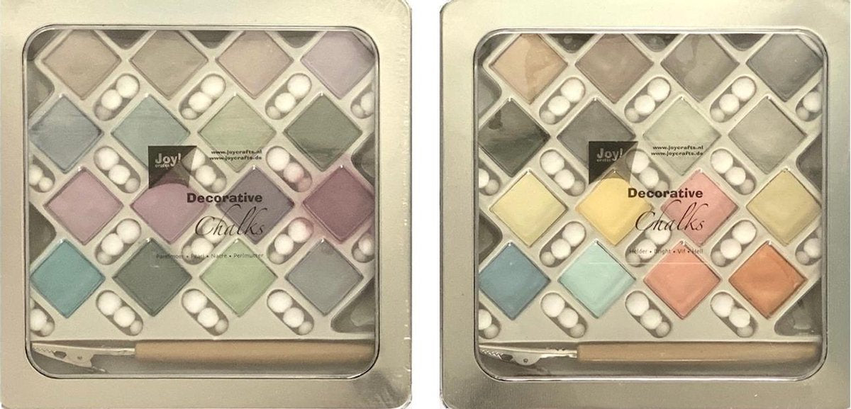 Joy!Crafts / Decoratieve Chalks /  Set 1x Chalks Parelmoer en 1x Chalks Helder met een opbrengstokje en pompons / Krijt