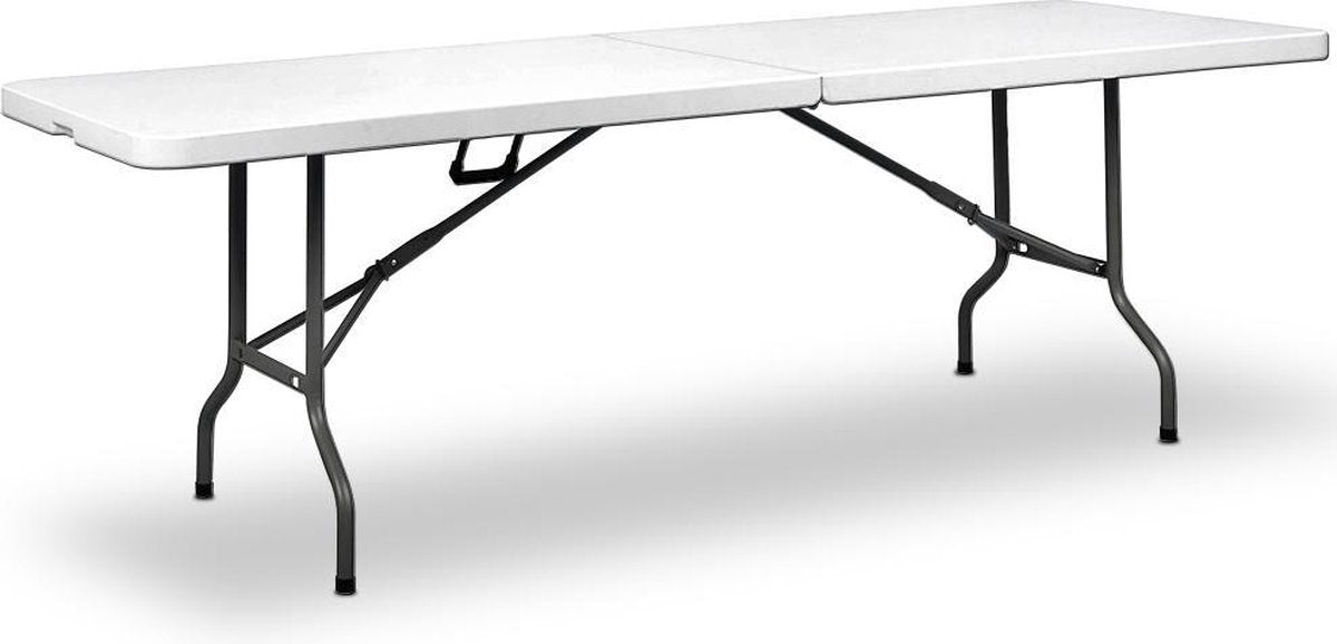 Deuba Opvouwbare Tuintafel wit kunststof 240x70x74cm
