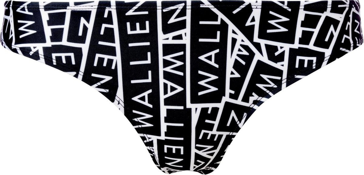 WALLIEN - Dames Bikini Broekje - Black and White Logo Stack - Zwart