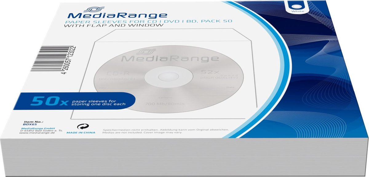 MediaRange BOX65 CD-doosje Opbergmap/sleeve 1 schijven Wit
