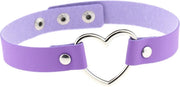 KIMU choker paars hartje - PU leer collar ketting hart halsband lila