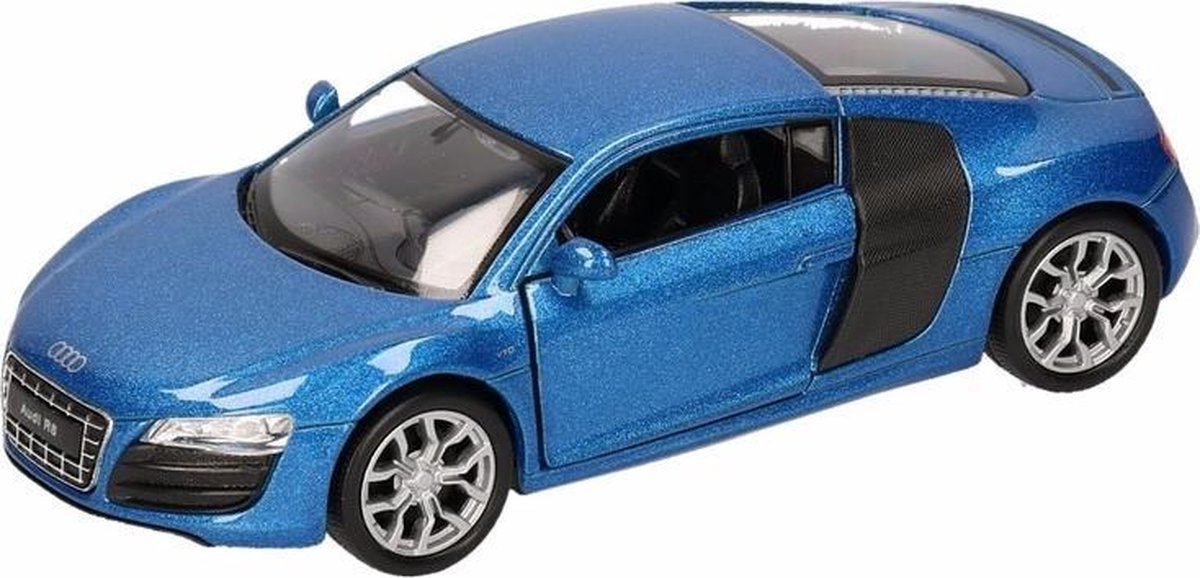 Speelgoed blauwe Audi R8 auto 1:36