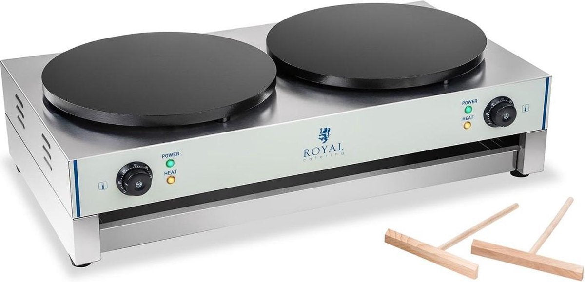 Royal Catering Flensjesmaker - 2 verwarmingsplaten - 40 cm - 3.000 W