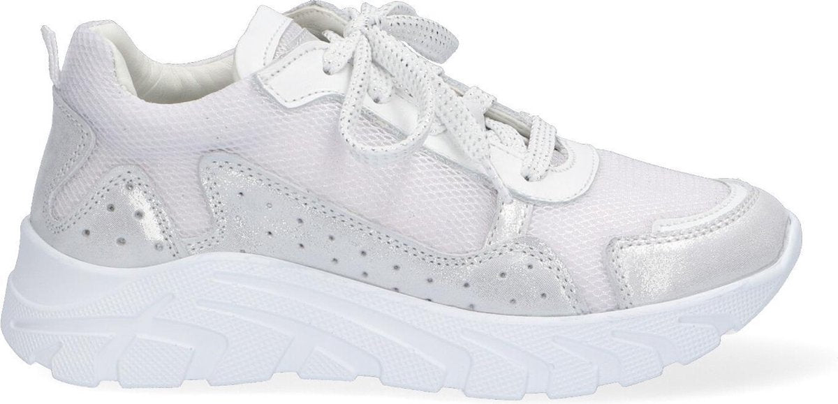 Braqeez 421306-591 Meisjes Lage Sneakers - Wit - Leer - Veters