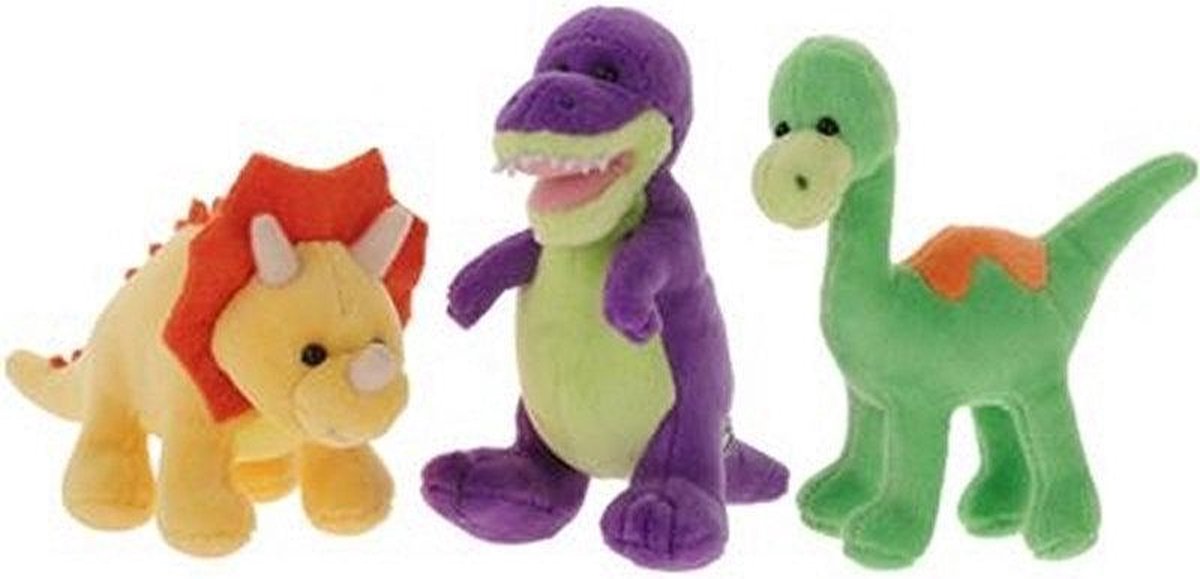 3 stuks Pluche Dinosaurus 15cm