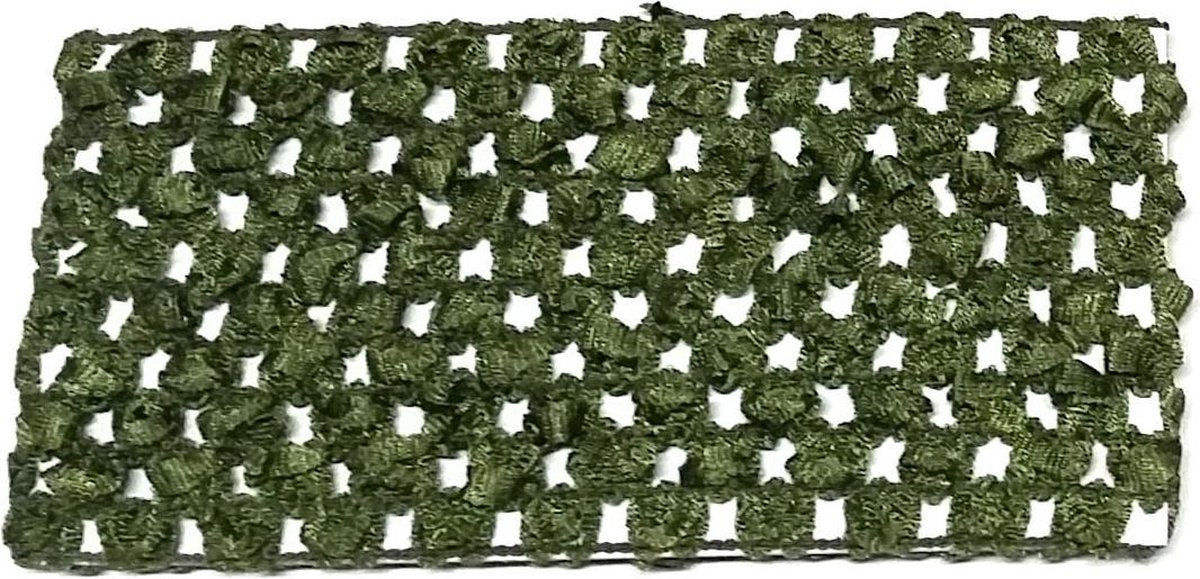 Rojafit Elastische Haarband "Brocante" Gehaakt - 7 cm. Breed - Groen