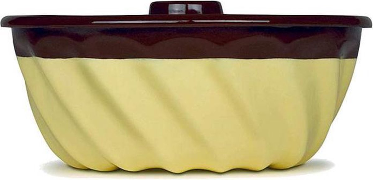 Tulbandvorm - 22 cm - Chocolade Vanille 22 cm - Koken - Bakvormen - Taartvorm - Cakeblik - Emaille - Taart - ovenschaal