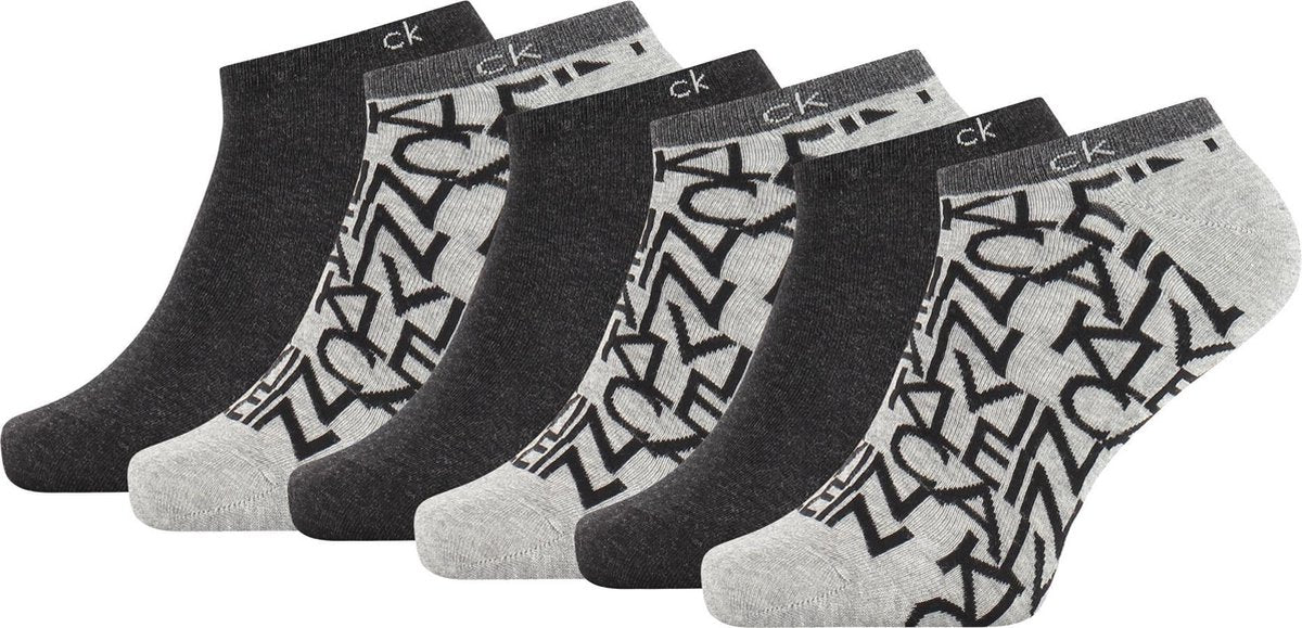 Calvin Klein Liner  Sokken - Maat 43-46 - Mannen - Donkergrijs/Zwart