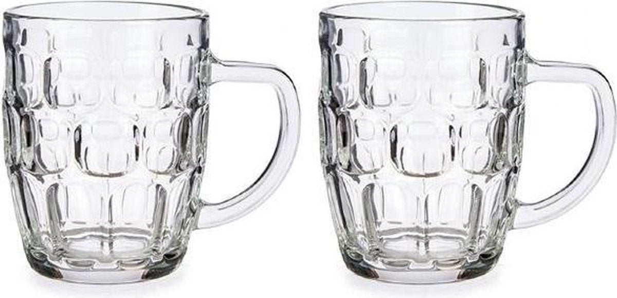 Bierpul halve liter - Bierglas met handvat - Bierglazen met oor - Set van 2 bierpullen