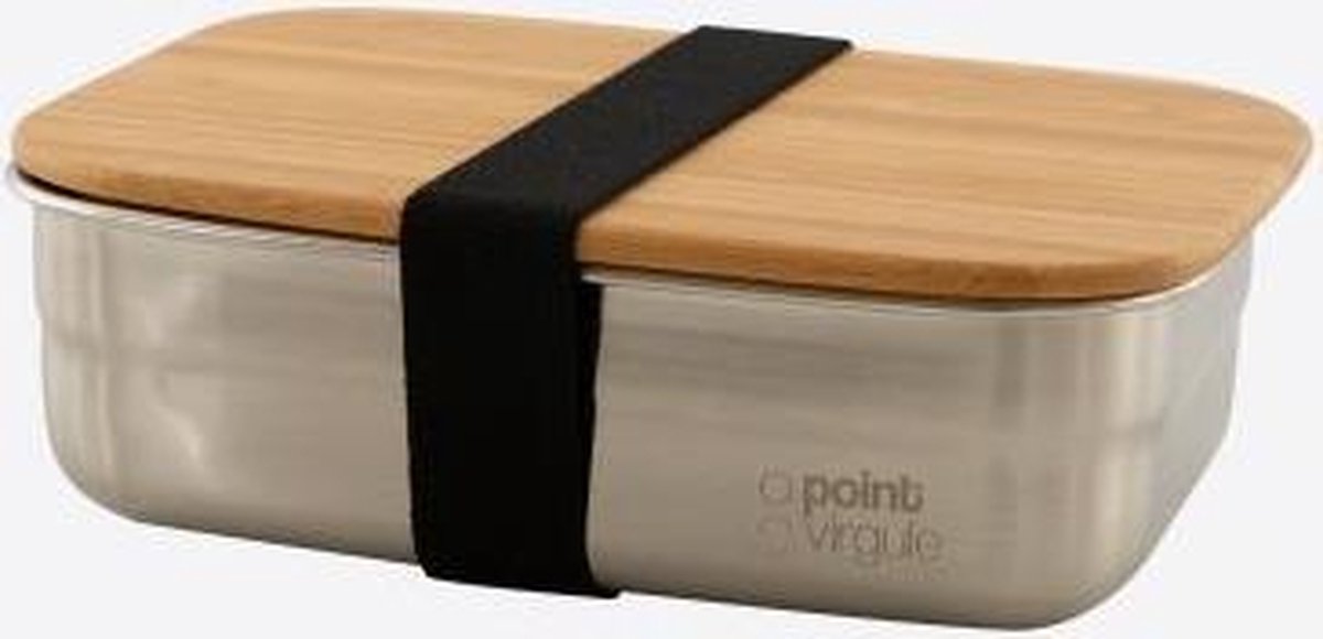 Point Virgule lunchbox uit rvs met deksel bamboe 650ml