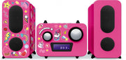 Bigben MCD11RSUNICORNSTICK Radio en CD-Speler Microset met 350 Eenhoorn/Unicorn Stickers - Roze