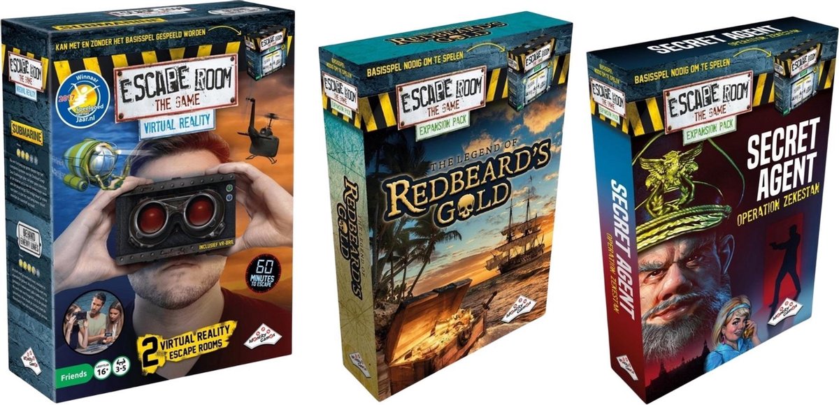 Escape Room Uitbreidingsbundel - 3 Stuks - Virtual Reality VR & Redbeard's Gold & Secret Agent
