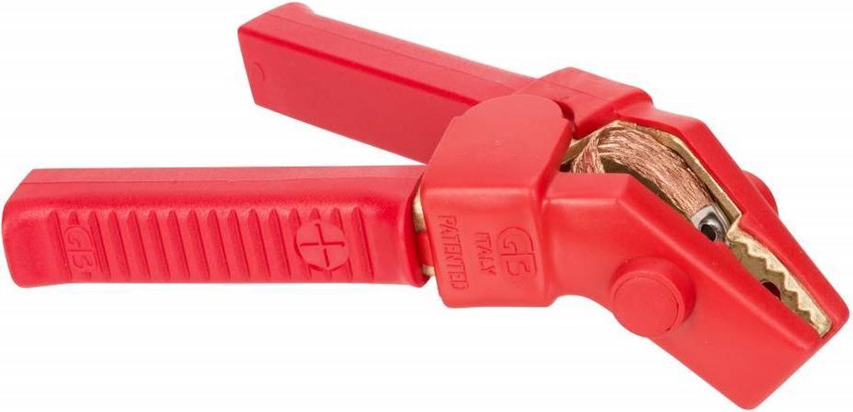 Volledig geïsoleerde accuklem 800A - hoekklem met copper braiding - Rood