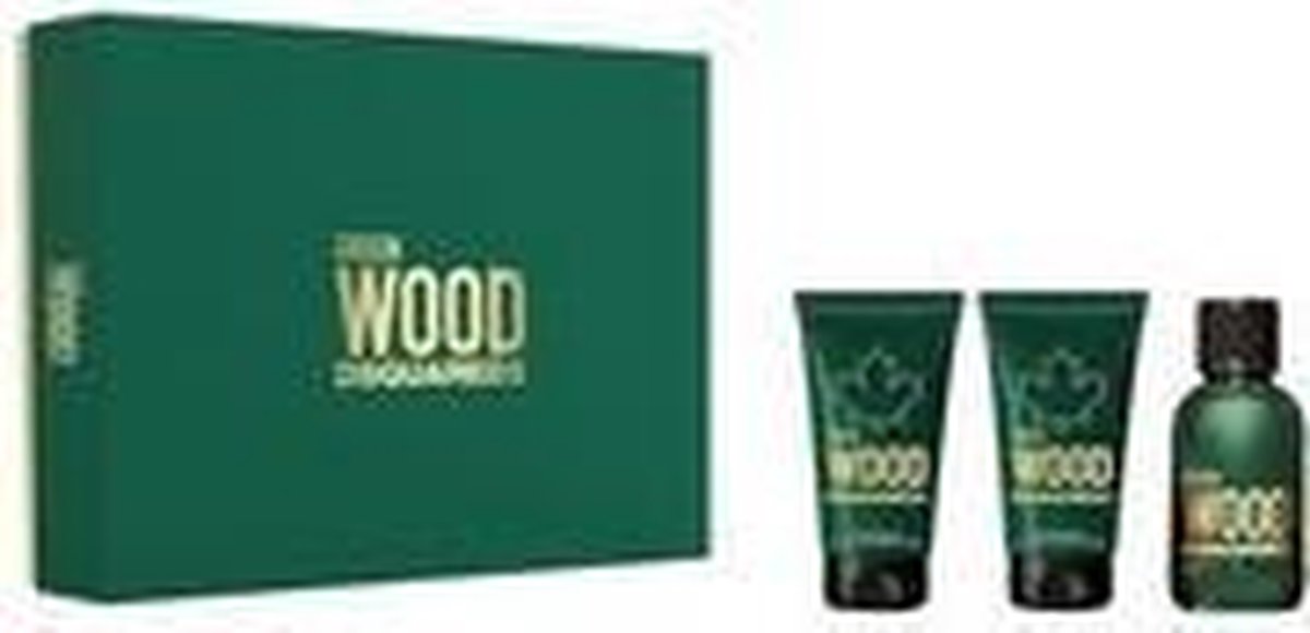 Dsquared² Green Wood Giftset - 50 ml eau de toilette spray + 50 ml showergel + 50 ml aftershave balm - cadeauset voor heren