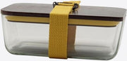 Cookut lunchbox uit glas met bamboe deksel en riem geel