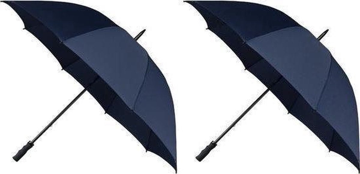 2x Golf stormparaplus donkerblauw windproof 130 cm - Stormproof paraplus