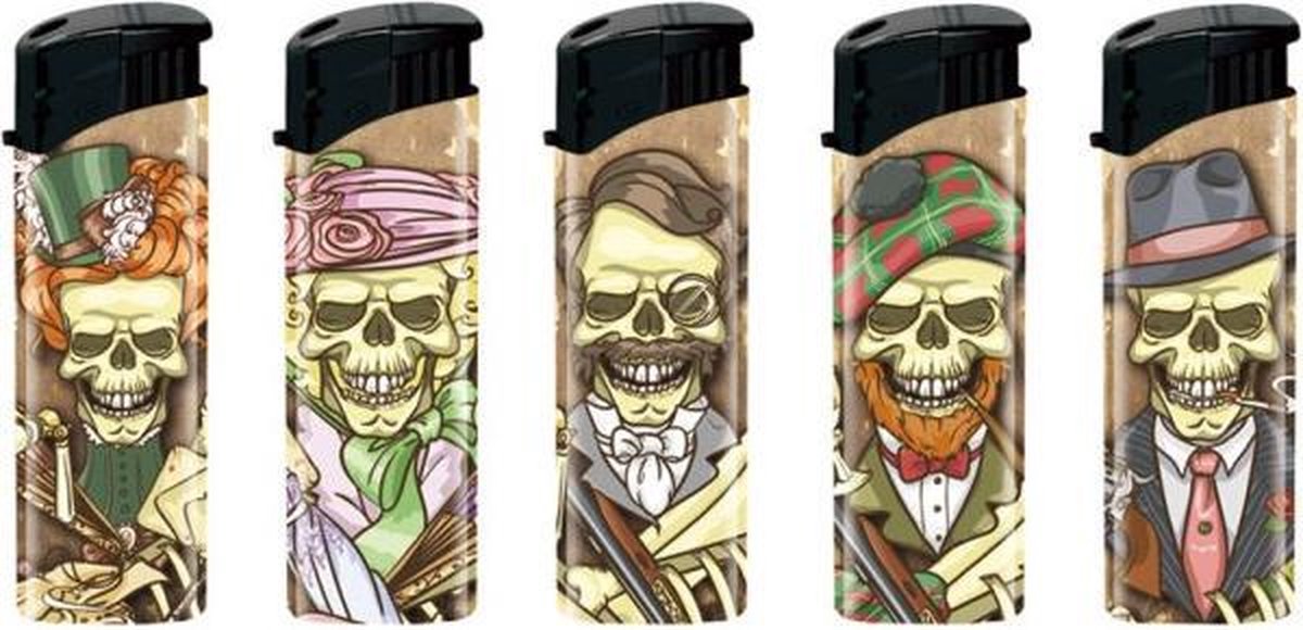 Aansteker - Aanstekers - Navulbaar - Hervulbaar - Gasaansteker - Skulls - Skeletten - 5 Stuks