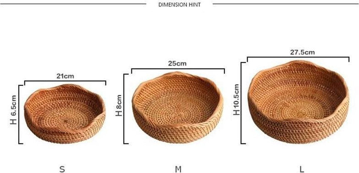 Handgeweven Fruitschaal voor binnenhuis - 3 Stuks Set -