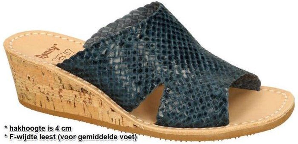 Ronny -Dames -  blauw donker - slippers & muiltjes - maat 40
