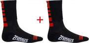 21Virages - Fietssokken - Dames - 38-39 - 2 paar - Rood/Zwart