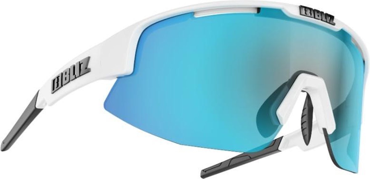 BLIZ | Matrix | Shiny White Frame // Smoke With Blue Multi Lens