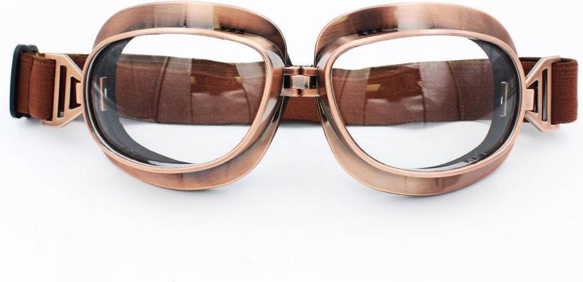 Vintage vliegeniersbril helder glas