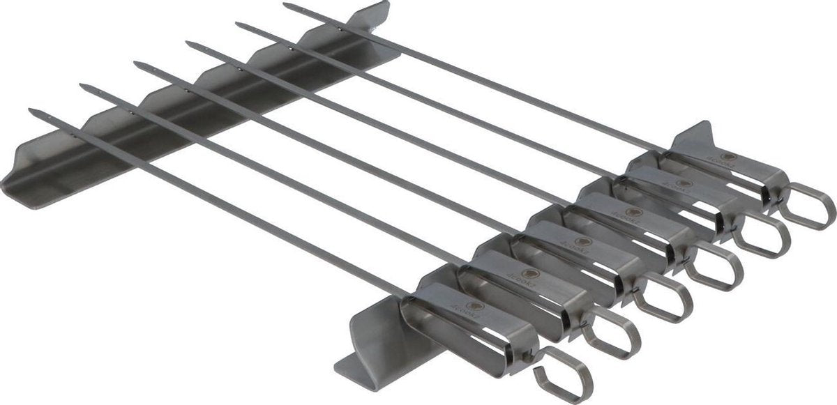 4cookz® BBQ Spiezen RVS met houder - 6 delige gril pennen set - 40cm