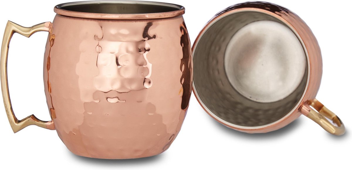 relaxdays - Moscow Mule Beker - 2 stuks - verkoperd roestvrij staal - 50 cl