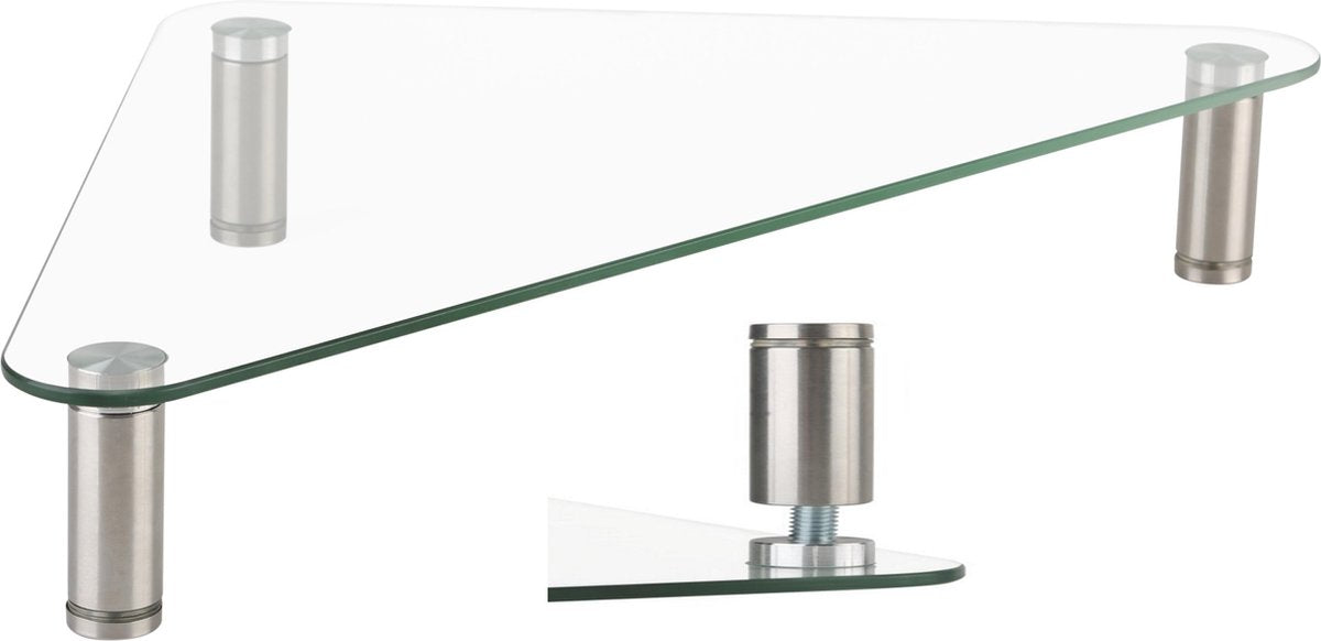 Beeldscherm monitor verhoger hoekmodel driehoek verstelbaar aluminium glas