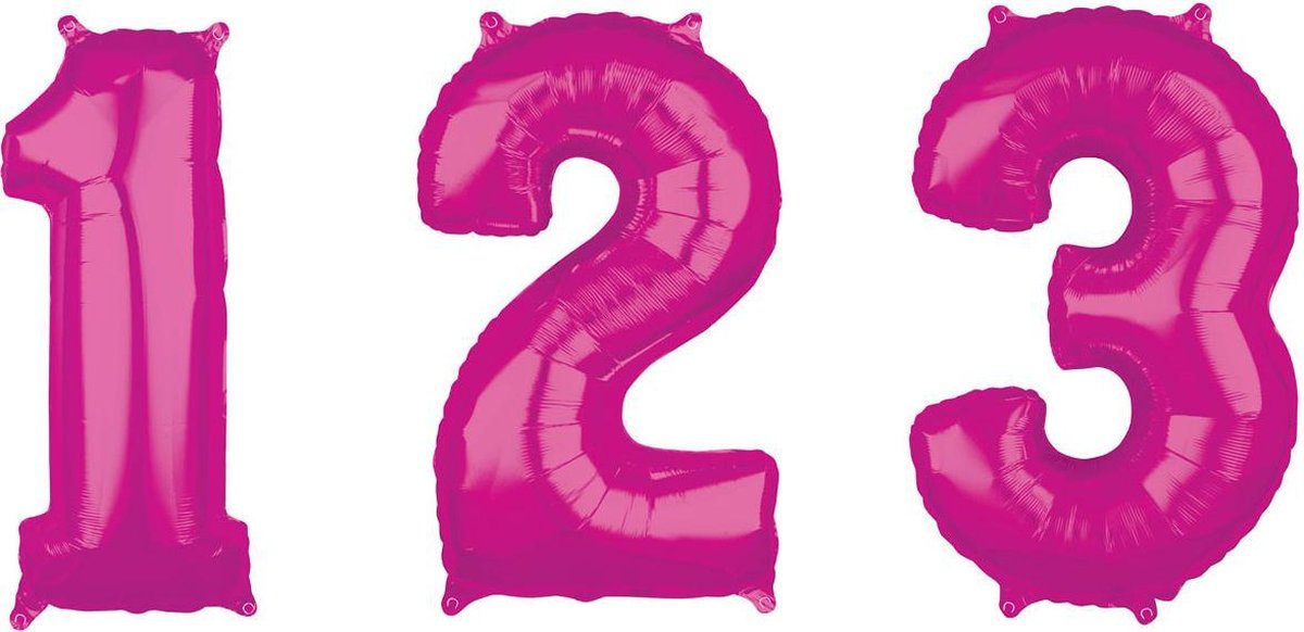 AMSCAN - Fuchsia gekleurde aluminium cijfer ballon - Decoratie > Ballonnen