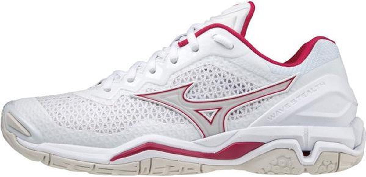 Mizuno Wave Stealth V Dames - wit/rood - maat 40.5
