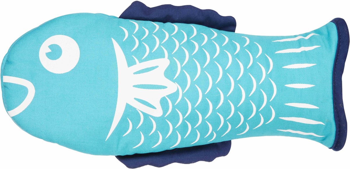 Vis Ovenwant Blauw – Ovenhandschoen Ovenwanten Vishandschoen Hittebestendig Leuke Design Oven Wanten